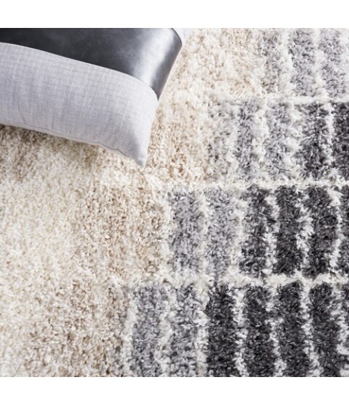 Safavieh Fontana Shag  Ivory / Grey FNT823 5 ft. 3 in. X 7 ft. 6 in. Rectangle Rug