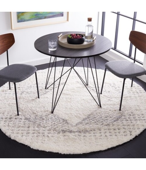 Safavieh Fontana Shag Ivory / Grey Rug FNT827 6 ft. 7 in. X 6 ft. 7 in. Round - Rugs Town Safavieh Fontana Shag Ivory / Grey FNT827 6 ft. 7 in. X 6 ft. 7 in. Round Rug