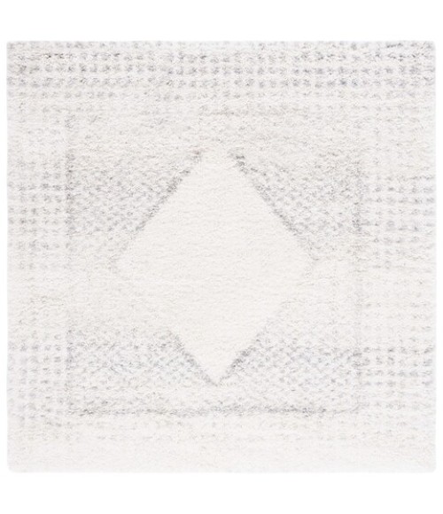 Safavieh Fontana Shag  Ivory / Grey FNT827 6 ft. 7 in. X 6 ft. 7 in. Square Rug