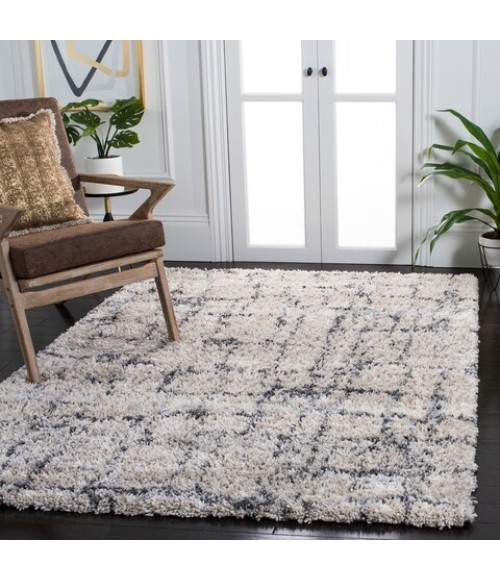 Safavieh Fontana Shag Ivory / Grey Rug FNT851 10 ft. X 14 ft. Rectangle - Rugs Town Safavieh Fontana Shag Ivory / Grey FNT851 10 ft. X 14 ft. Rectangle Rug