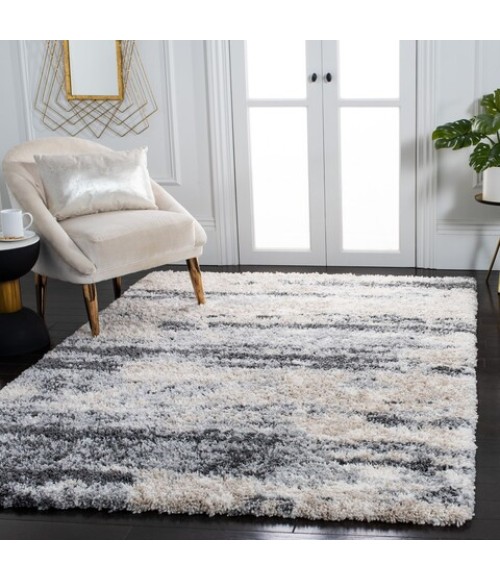 Safavieh Fontana Shag  Grey / Ivory FNT853 8 ft. X 10 ft. Rectangle Rug