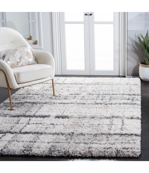 Safavieh Fontana Shag Ivory / Grey Rug FNT855 6 ft. 7 in. X 9 ft. Rectangle - Rugs Town Safavieh Fontana Shag Ivory / Grey FNT855 6 ft. 7 in. X 9 ft. Rectangle Rug