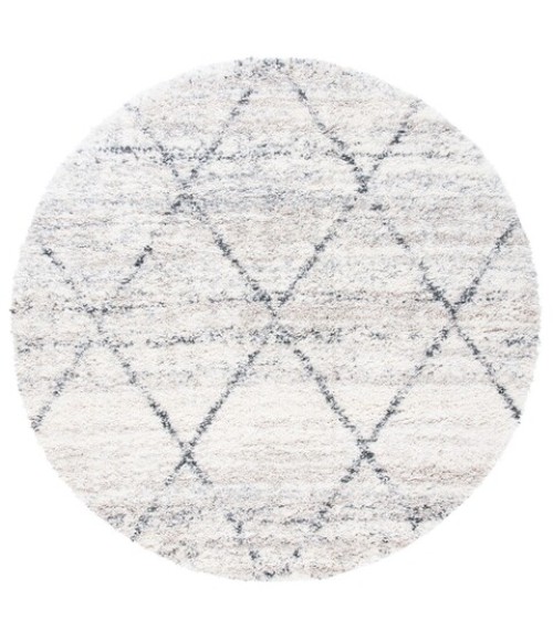 Safavieh Fontana Shag  Grey / Ivory FNT886 4 ft. X 4 ft. Round Rug