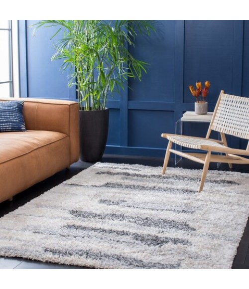 Safavieh Fontana Shag Grey / Ivory Rug FNT890 8 ft. X 10 ft. Rectangle - Rugs Town Safavieh Fontana Shag Grey / Ivory FNT890 8 ft. X 10 ft. Rectangle Rug