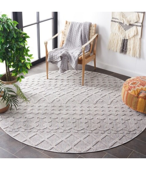 Safavieh Global Grey / Ivory GLB206 6 ft. 7 in. X 6 ft. 7 in. Round Rug