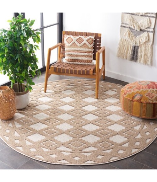Safavieh Global Beige / Brown GLB208 6 ft. 7 in. X 6 ft. 7 in. Round Rug