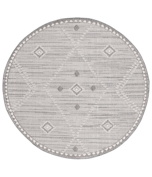 Safavieh Global Light Grey / Ivory GLB868 6 ft. 7 in. X 6 ft. 7 in. Round Rug