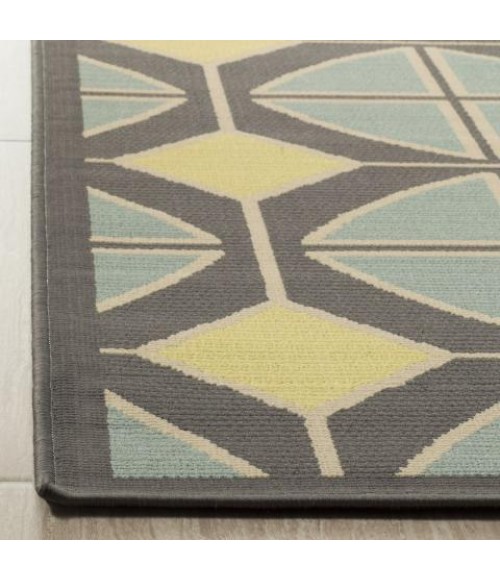 Safavieh Hampton Dark Grey / Light Blue HAM510 4 ft. X 6 ft. Rectangle Rug