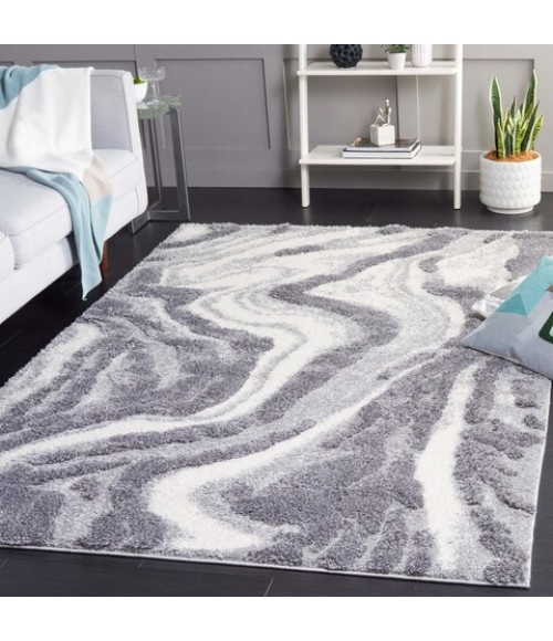 Safavieh Hi-Lo Shag Grey / Light Grey HLS208 8 ft. X 10 ft. Rectangle Rug