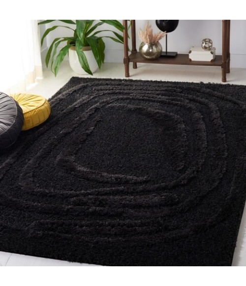 Safavieh Hi-Lo Shag Black Rug HLS214 6 ft. 7 in. X 9 ft. Rectangle - Rugs Town Safavieh Hi-Lo Shag Black HLS214 6 ft. 7 in. X 9 ft. Rectangle Rug