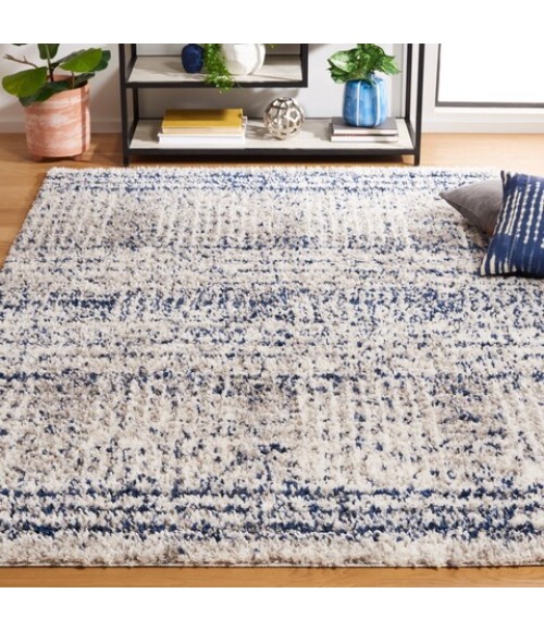 Safavieh Jericho Shag Navy / Ivory JER100 10 ft. X 14 ft. Rectangle Rug