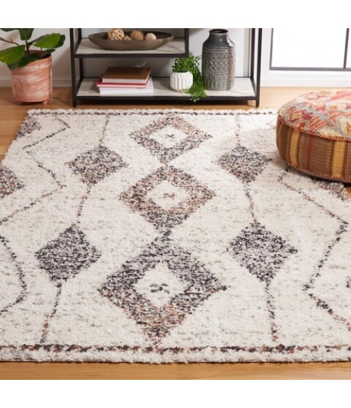Safavieh Jericho Shag Ivory / Black Rug JER102 8 ft. X 10 ft. Rectangle - Rugs Town Safavieh Jericho Shag Ivory / Black JER102 8 ft. X 10 ft. Rectangle Rug