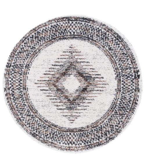 Safavieh Jericho Shag Black / Rust JER110 5 ft. 3 in. X 5 ft. 3 in. Round Rug