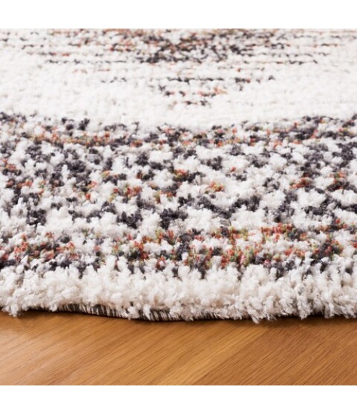 Safavieh Jericho Shag Black / Rust JER110 5 ft. 3 in. X 5 ft. 3 in. Round Rug