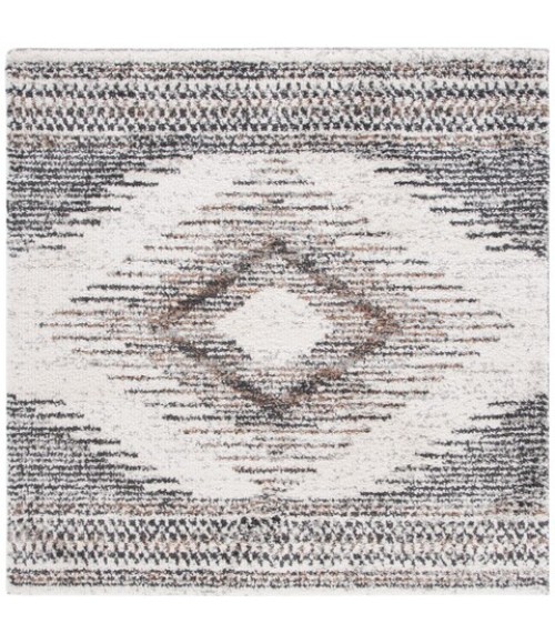 Safavieh Jericho Shag Black / Rust JER110 5 ft. 3 in. X 5 ft. 3 in. Square Rug