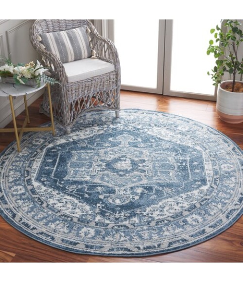 Safavieh Layla Ivory Grey / Blue LAY108 6 ft. 7 in. X 6 ft. 7 in. Round Rug