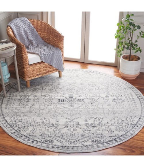 Safavieh Layla Ivory Grey / Charcoal LAY110 6 ft. 7 in. X 6 ft. 7 in. Round Rug