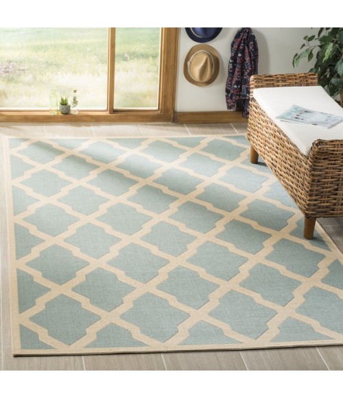 Safavieh Linden  Aqua / Cream LND122 8 ft. X 10 ft. Rectangle Rug