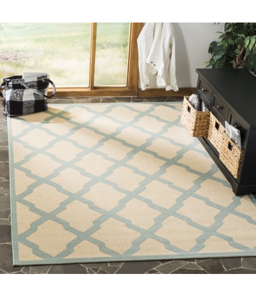 Safavieh Linden  Cream / Aqua LND122 5 ft. 3 in. X 7 ft. 6 in. Rectangle Rug
