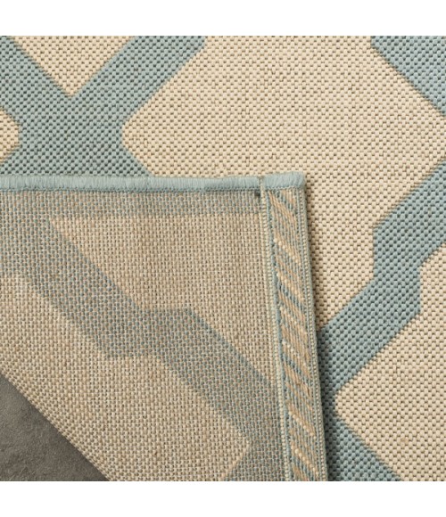 Safavieh Linden  Cream / Aqua LND122 5 ft. 3 in. X 7 ft. 6 in. Rectangle Rug