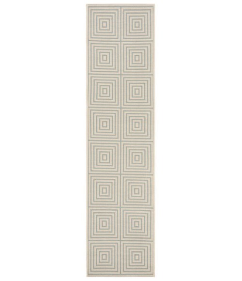 Safavieh Linden  Cream / Aqua LND123 2 ft. 2 in. X 8 ft. Runner Rug