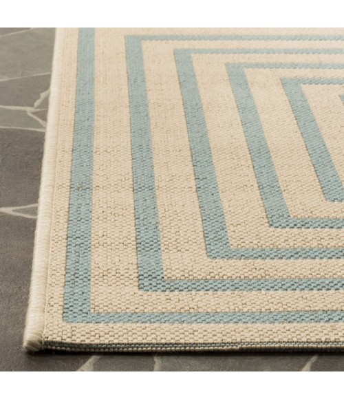 Safavieh Linden  Cream / Aqua LND123 2 ft. 2 in. X 8 ft. Runner Rug