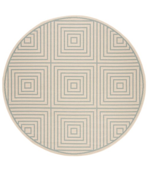 Safavieh Linden  Cream / Aqua LND123 6 ft. 7 in. X 6 ft. 7 in. Round Rug