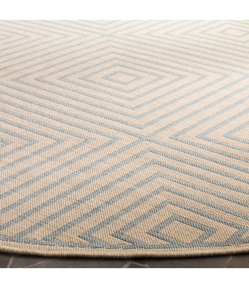 Safavieh Linden  Cream / Aqua LND123 6 ft. 7 in. X 6 ft. 7 in. Round Rug