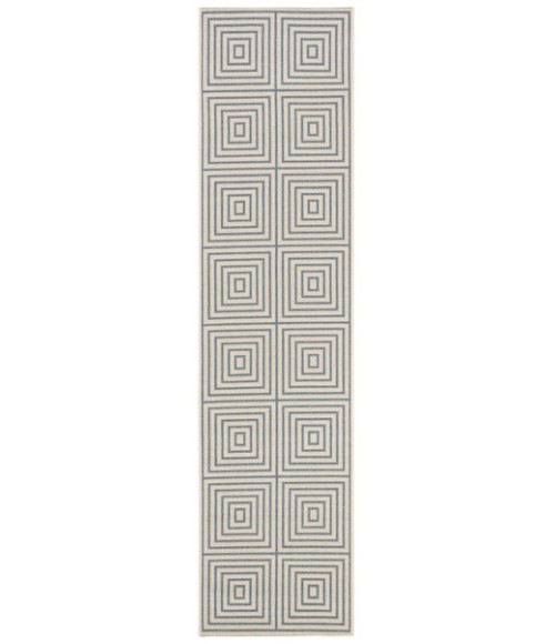 Safavieh Linden  Cream / Blue LND123 2 ft. 2 in. X 8 ft. Runner Rug