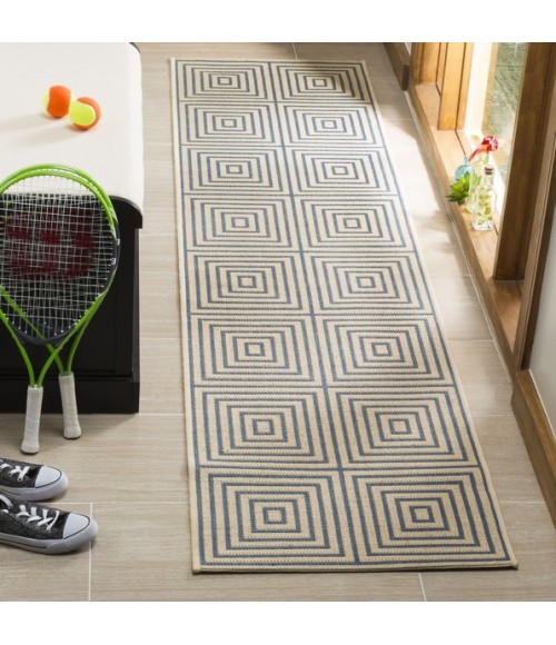 Safavieh Linden  Cream / Blue LND123 2 ft. 2 in. X 8 ft. Runner Rug