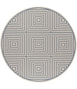 Safavieh Linden  Cream / Blue LND123 6 ft. 7 in. X 6 ft. 7 in. Round Rug