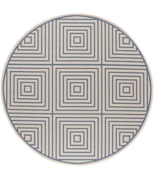 Safavieh Linden  Cream / Blue LND123 6 ft. 7 in. X 6 ft. 7 in. Round Rug