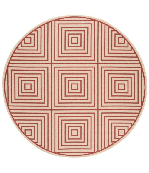 Safavieh Linden  Red / Creme LND123 6 ft. 7 in. X 6 ft. 7 in. Round Rug