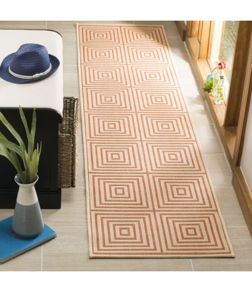 Safavieh Linden  Cream / Rust LND123 2 ft. 2 in. X 8 ft. Runner Rug