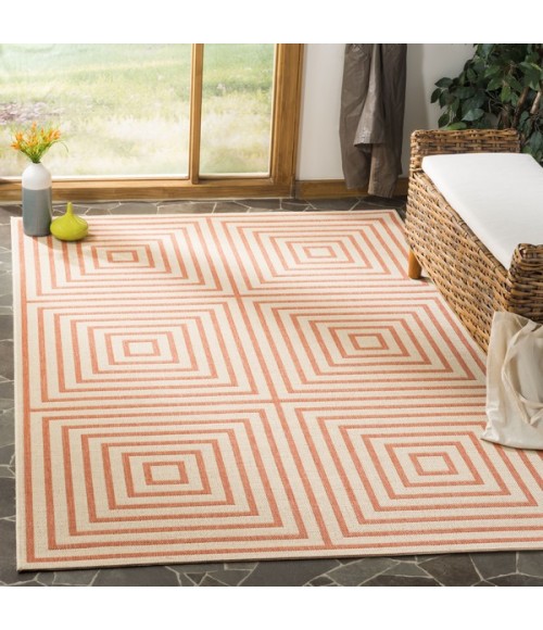 Safavieh Linden  Cream / Rust LND123 6 ft. 7 in. X 6 ft. 7 in. Square Rug