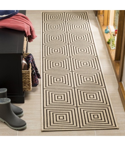 Safavieh Linden  Creme / Brown LND123 2 ft. 2 in. X 8 ft. Runner Rug