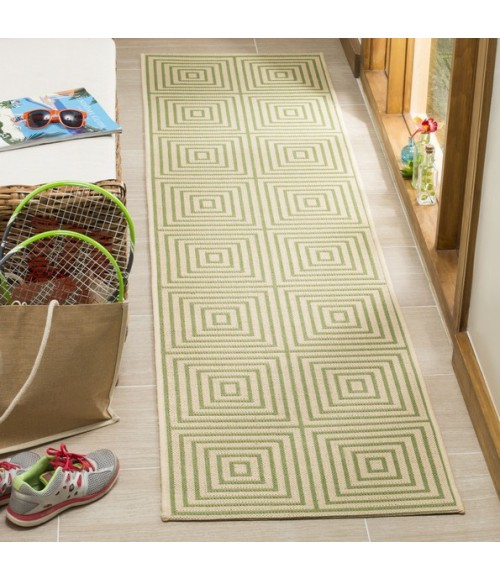 Safavieh Linden  Cream / Olive LND123 2 ft. 2 in. X 8 ft. Runner Rug