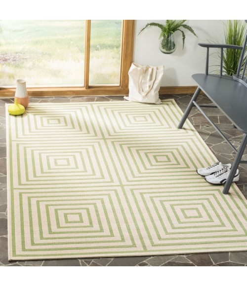 Safavieh Linden  Cream / Olive LND123 6 ft. 7 in. X 6 ft. 7 in. Square Rug
