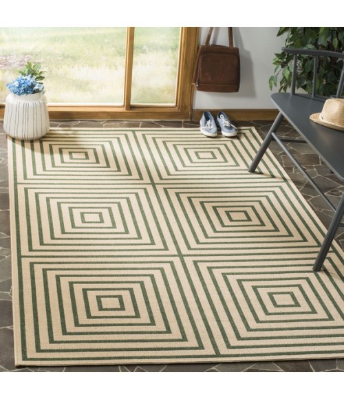 Safavieh Linden  Cream / Green LND123 6 ft. 7 in. X 6 ft. 7 in. Square Rug
