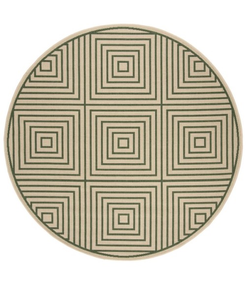 Safavieh Linden  Cream / Green LND123 6 ft. 7 in. X 6 ft. 7 in. Round Rug