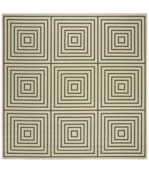 Safavieh Linden  Cream / Green LND123 6 ft. 7 in. X 6 ft. 7 in. Square Rug