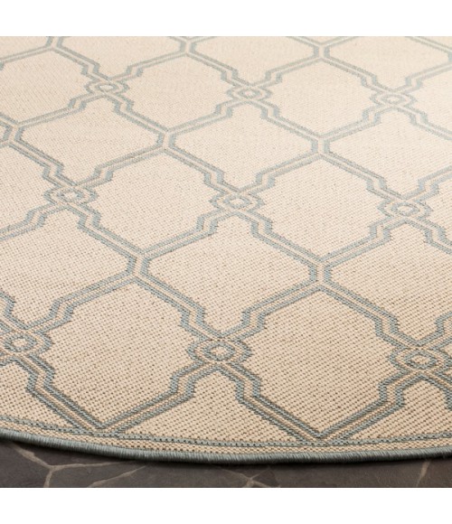 Safavieh Linden  Cream / Aqua LND124 6 ft. 7 in. X 6 ft. 7 in. Round Rug