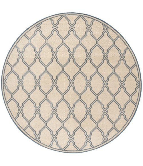 Safavieh Linden  Cream / Blue LND124 6 ft. 7 in. X 6 ft. 7 in. Round Rug