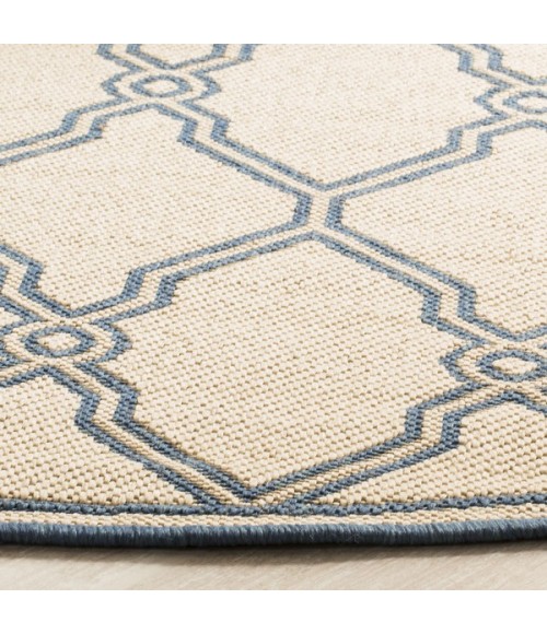 Safavieh Linden  Cream / Blue LND124 6 ft. 7 in. X 6 ft. 7 in. Round Rug