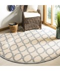 Safavieh Linden  Cream / Blue LND124 6 ft. 7 in. X 6 ft. 7 in. Round Rug