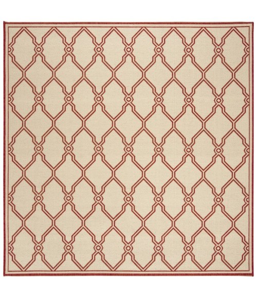 Safavieh Linden  Red / Creme LND124 6 ft. 7 in. X 6 ft. 7 in. Square Rug