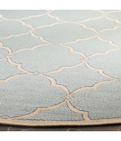 Safavieh Linden  Aqua / Cream LND125 6 ft. 7 in. X 6 ft. 7 in. Round Rug