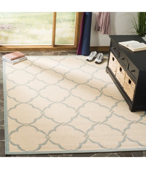 Safavieh Linden  Cream / Aqua LND125 4 ft. X 6 ft. Rectangle Rug