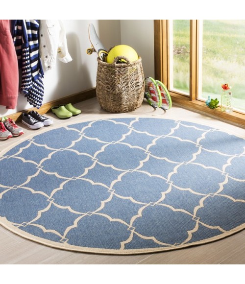 Safavieh Linden  Blue / Creme LND125 6 ft. 7 in. X 6 ft. 7 in. Round Rug