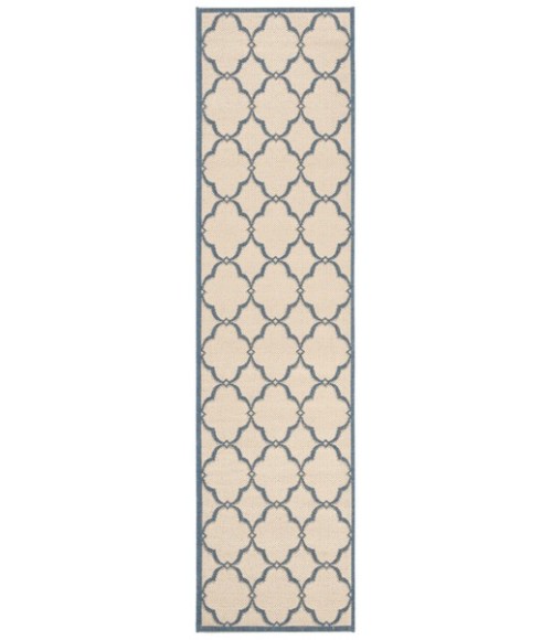 Safavieh Linden  Cream / Blue LND125 2 ft. 2 in. X 8 ft. Runner Rug